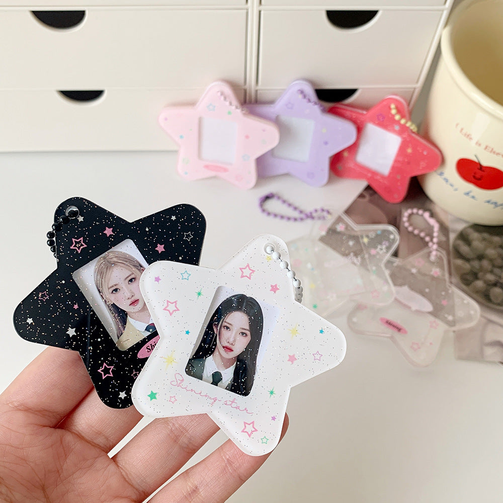 Glitter Star Mini Photo Acrylic Keychain