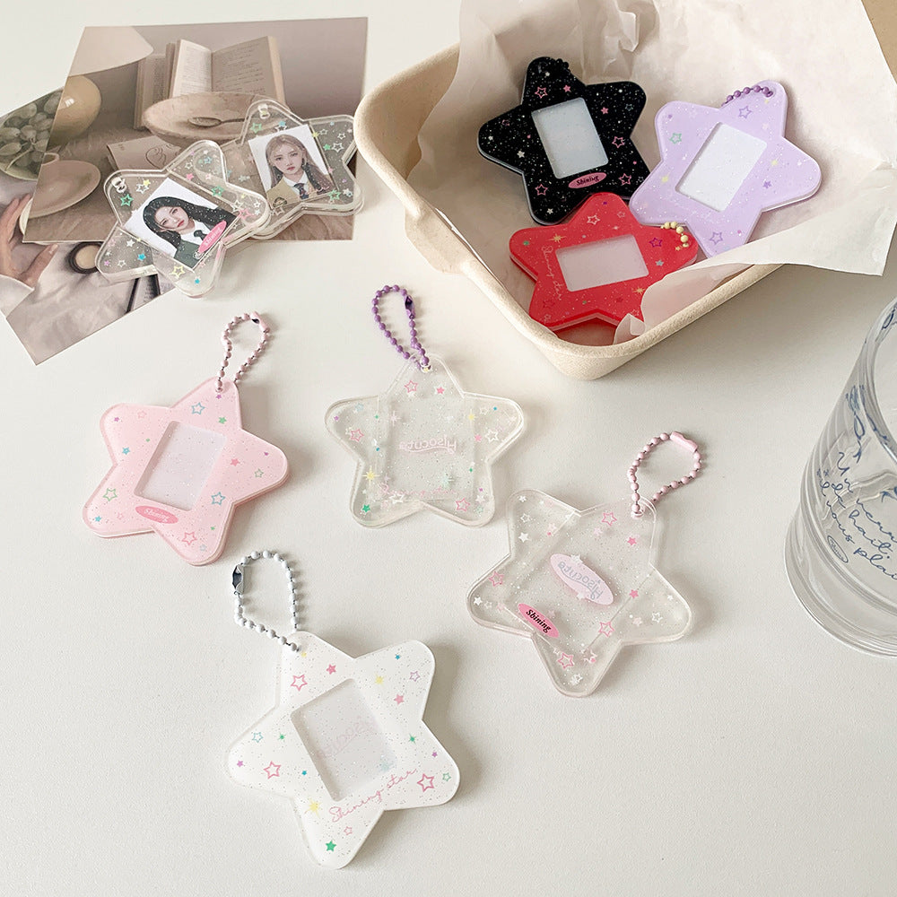 Glitter Star Mini Photo Acrylic Keychain