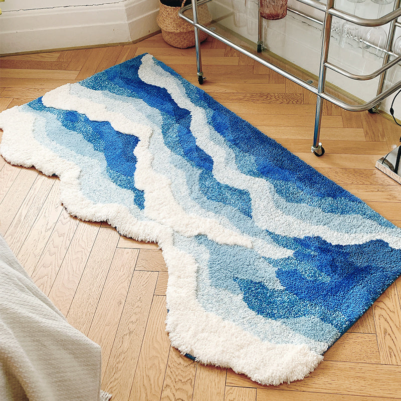 Blue Ocean Wave Rug