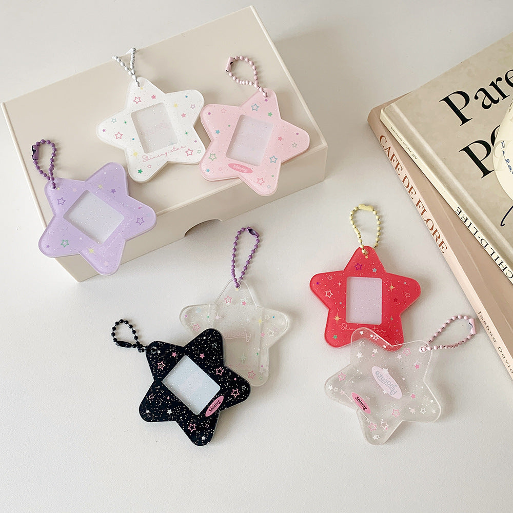 Glitter Star Mini Photo Acrylic Keychain