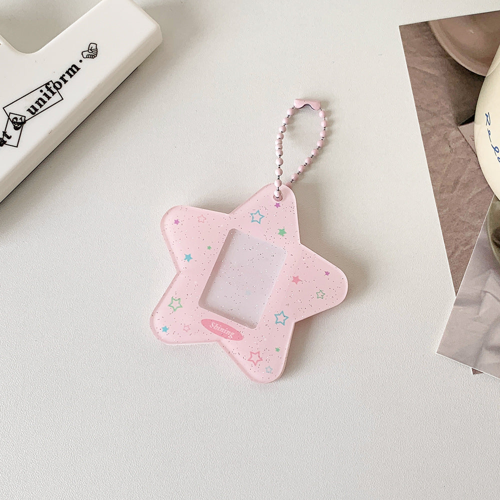 Glitter Star Mini Photo Acrylic Keychain