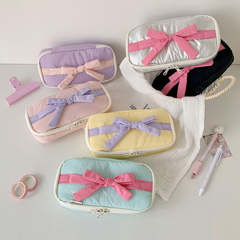 Ribbon Bow Soft Fabric Pencil Case