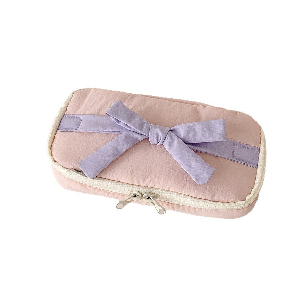 Ribbon Bow Soft Fabric Pencil Case