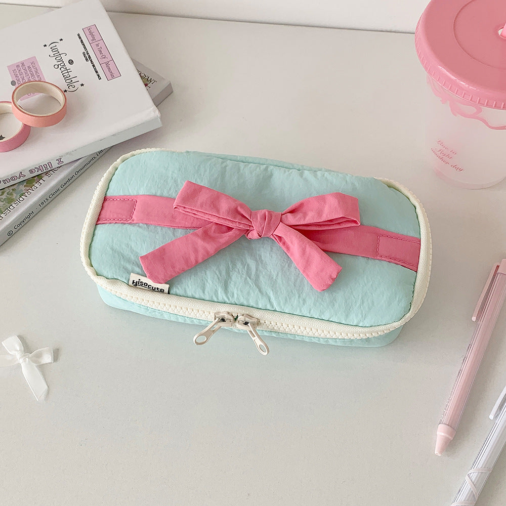 Ribbon Bow Soft Fabric Pencil Case