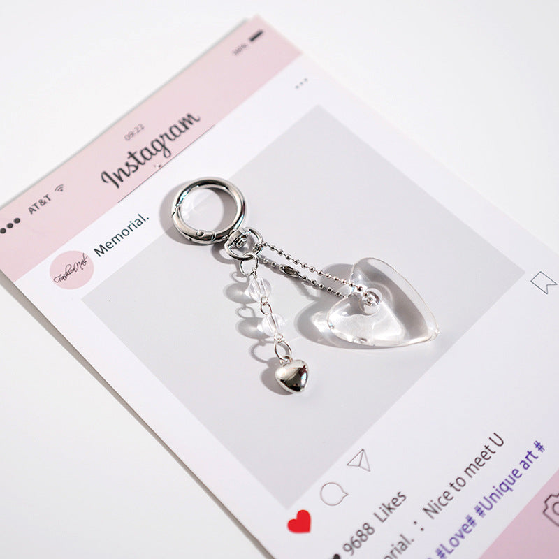 Y2K Clear/Silver Heart Keychain