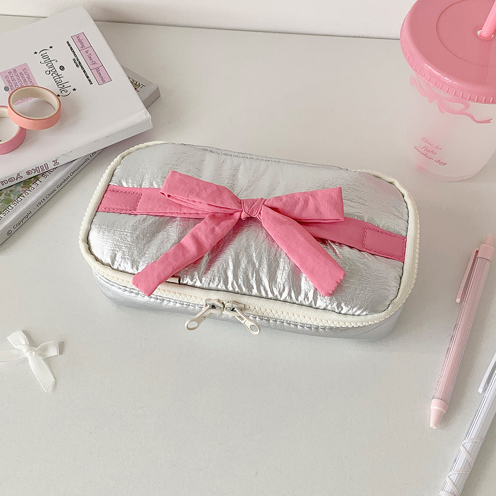 Ribbon Bow Soft Fabric Pencil Case