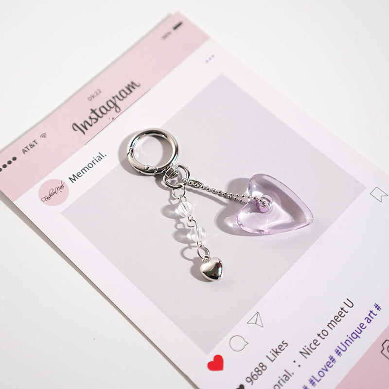Y2K Clear/Silver Heart Keychain