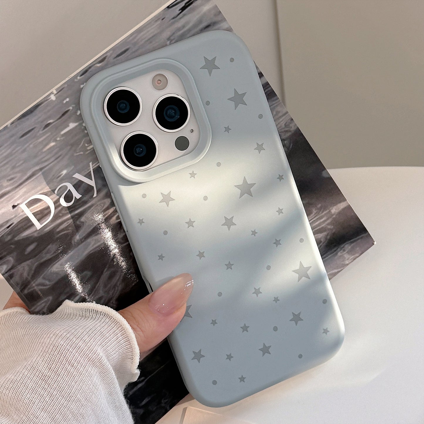 Y2K Milky Blue Starry Silicone IPhone Case