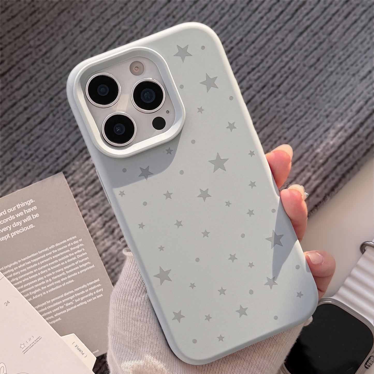 Y2K Milky Blue Starry Silicone IPhone Case