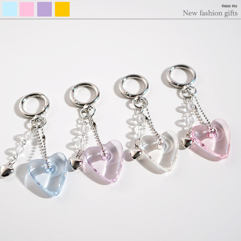 Y2K Clear/Silver Heart Keychain