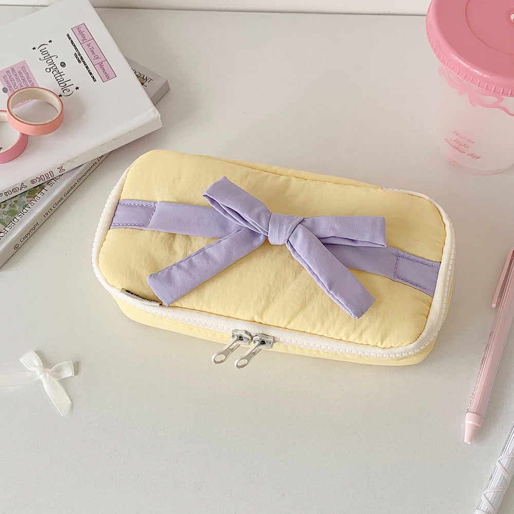 Ribbon Bow Soft Fabric Pencil Case