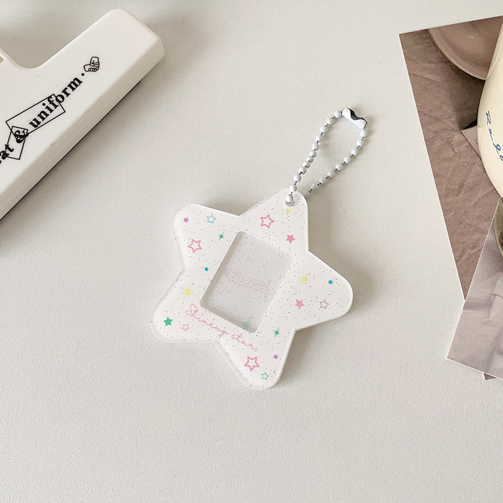 Glitter Star Mini Photo Acrylic Keychain
