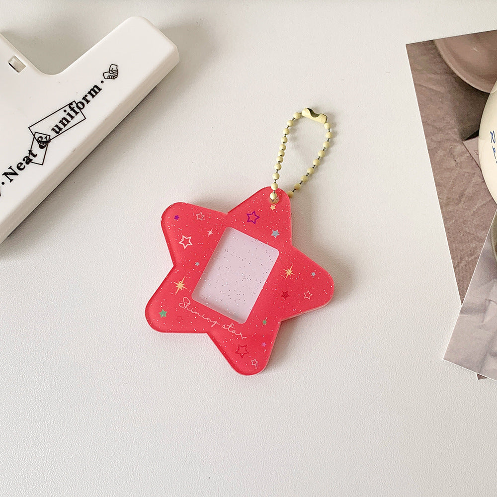 Glitter Star Mini Photo Acrylic Keychain