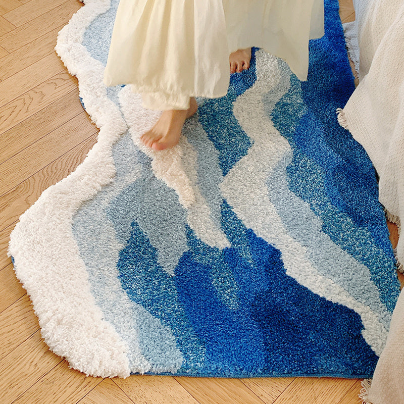 Blue Ocean Wave Rug