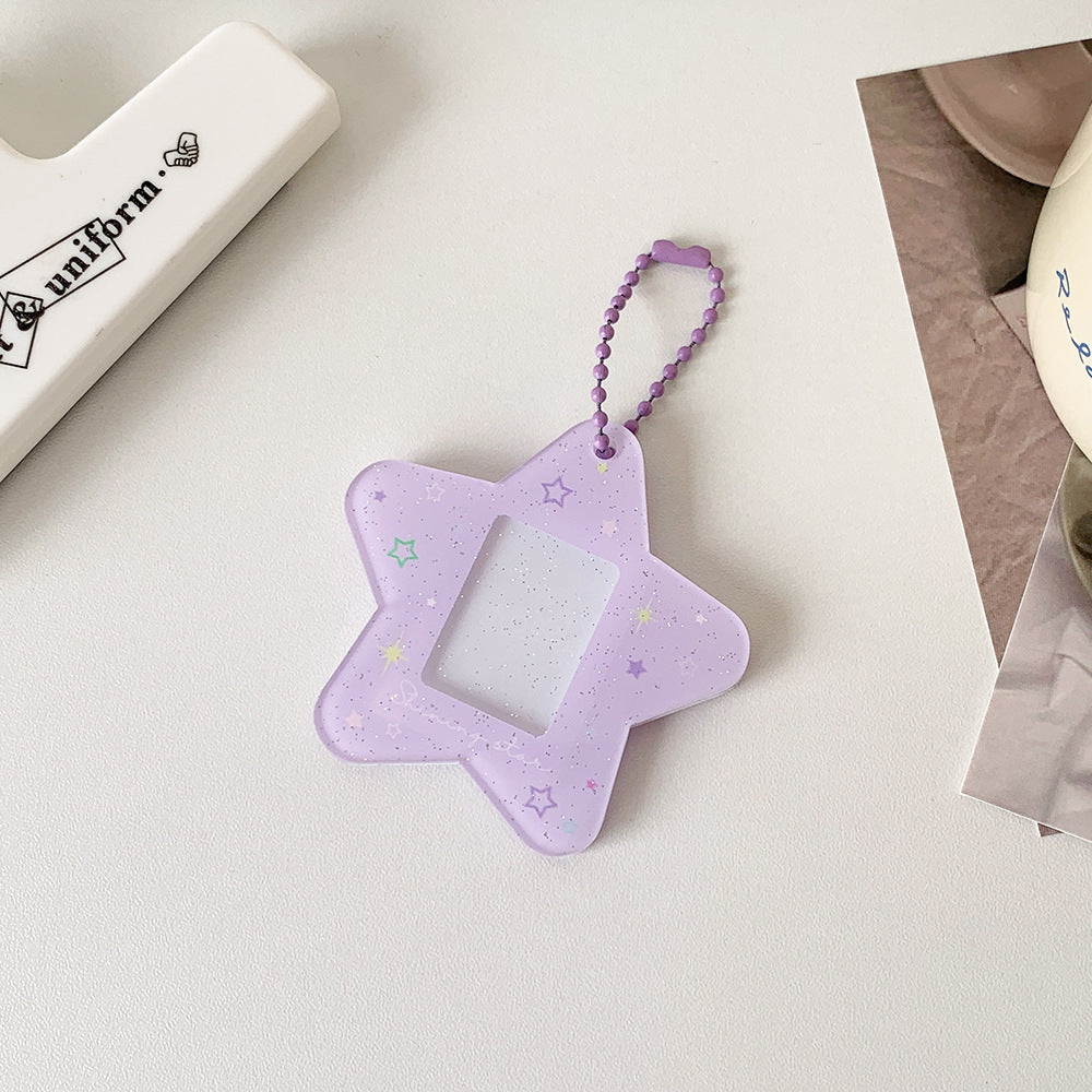 Glitter Star Mini Photo Acrylic Keychain