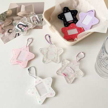Glitter Star Mini Photo Acrylic Keychain