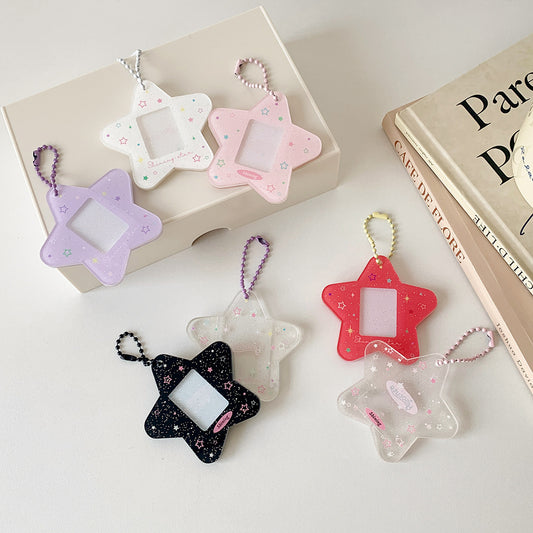 Glitter Star Mini Photo Acrylic Keychain