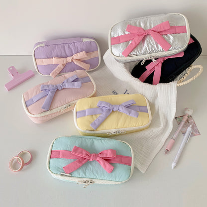 Ribbon Bow Soft Fabric Pencil Case