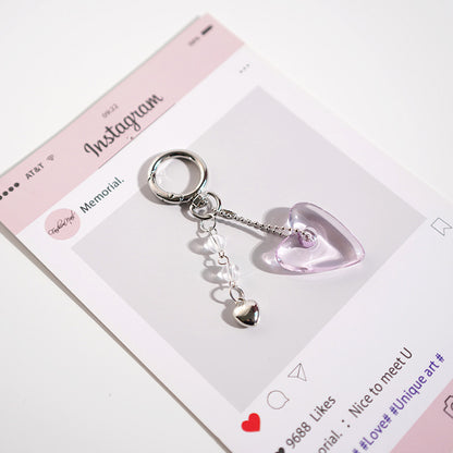 Y2K Clear/Silver Heart Keychain