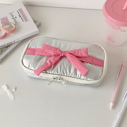 Ribbon Bow Soft Fabric Pencil Case