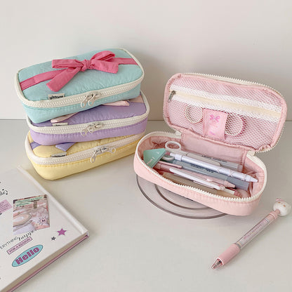 Ribbon Bow Soft Fabric Pencil Case