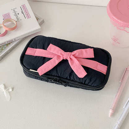 Ribbon Bow Soft Fabric Pencil Case