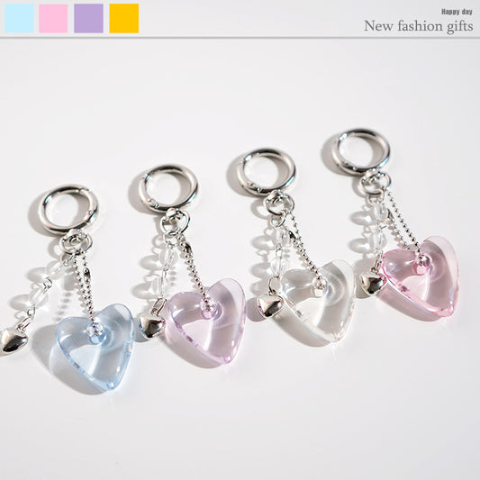 Y2K Clear/Silver Heart Keychain