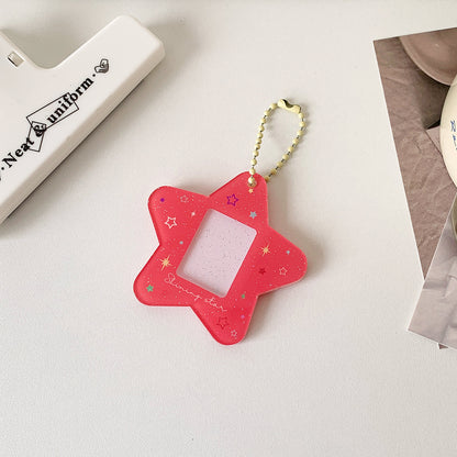 Glitter Star Mini Photo Acrylic Keychain