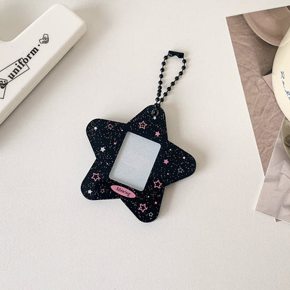 Glitter Star Mini Photo Acrylic Keychain