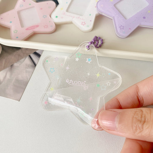 Glitter Star Mini Photo Acrylic Keychain
